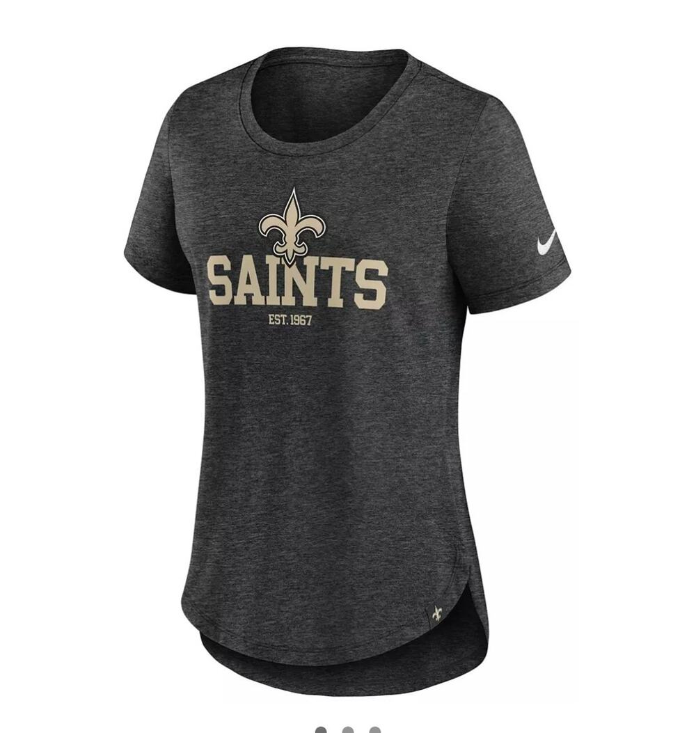 Nike Women's NFL New Orleans Saints Tri-Blend Team Black T-Shirt Size L